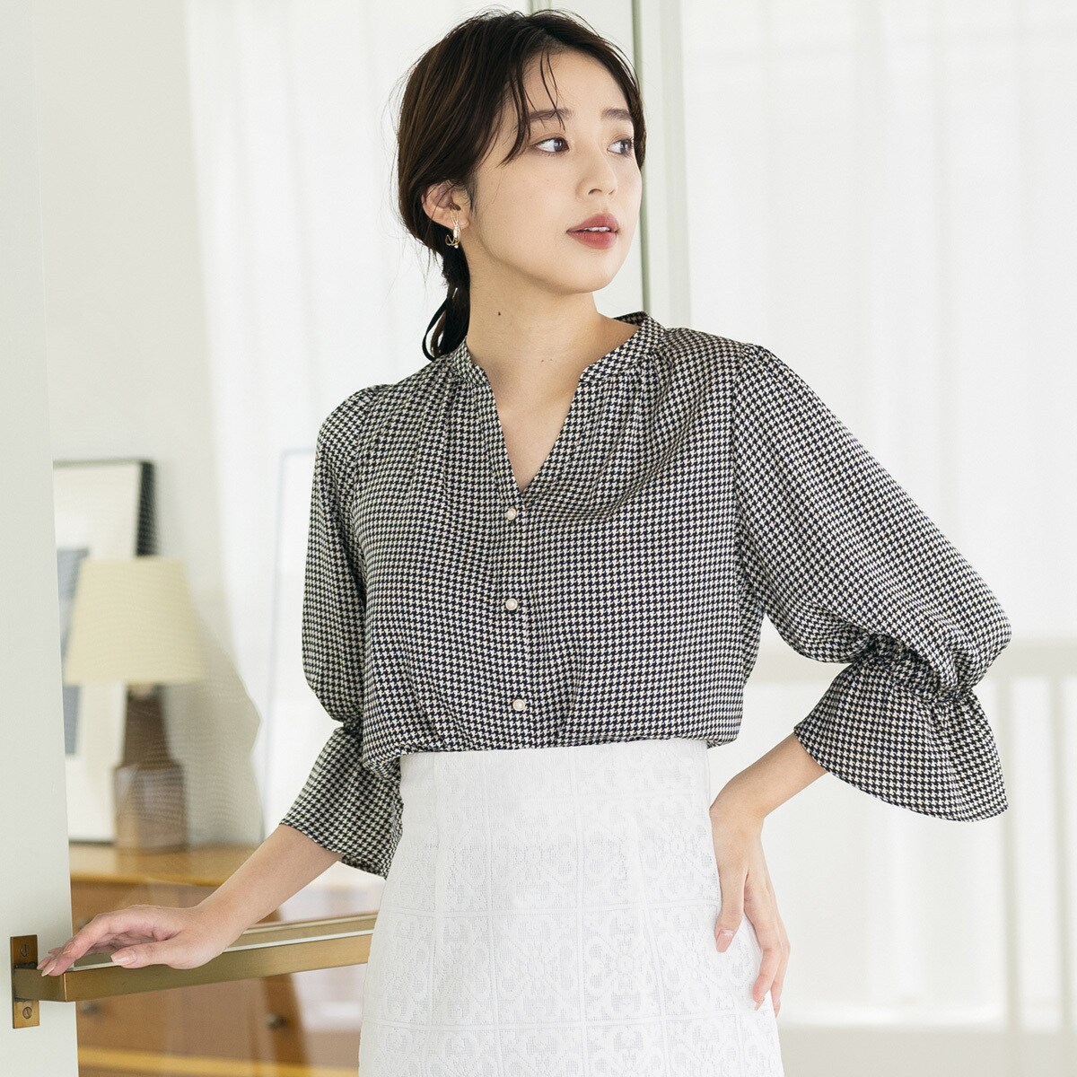 千鳥柄ブラウス/MM328115 | ミッシュマッシュ(MISCH MASCH) | マルイ