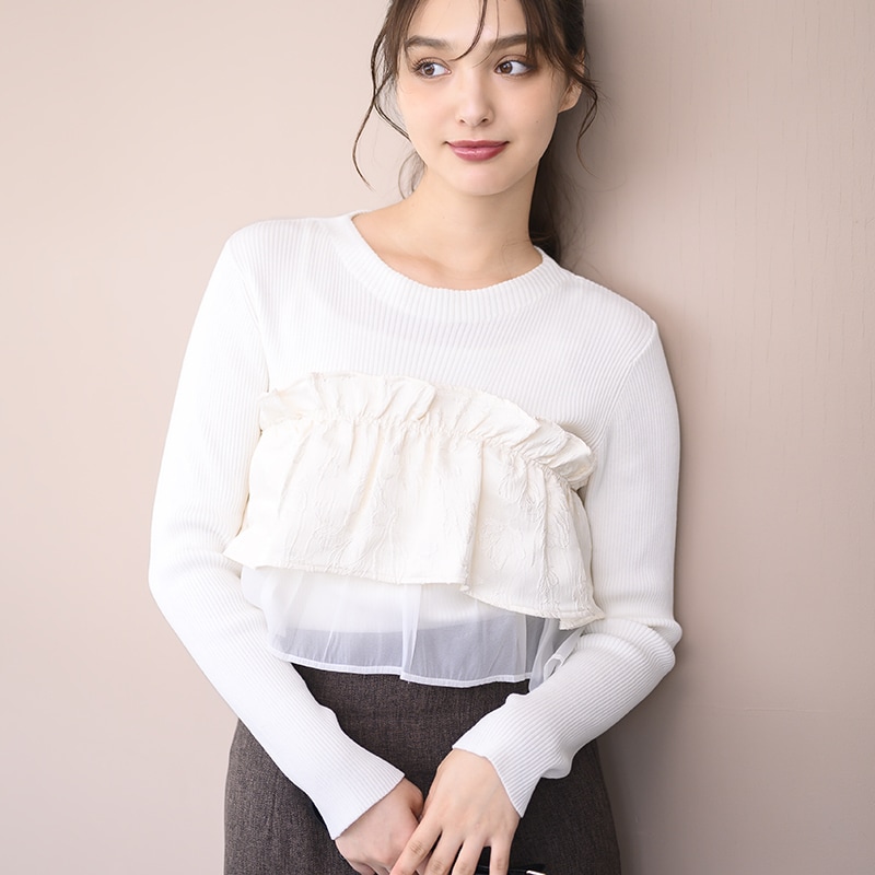 秋冬新作】ジャガードフリルニット/MM438308 | ミッシュマッシュ(MISCH 秋冬新作】ジャガードフリルニット/MM438308 | ミッシュマッシュ(MISCH