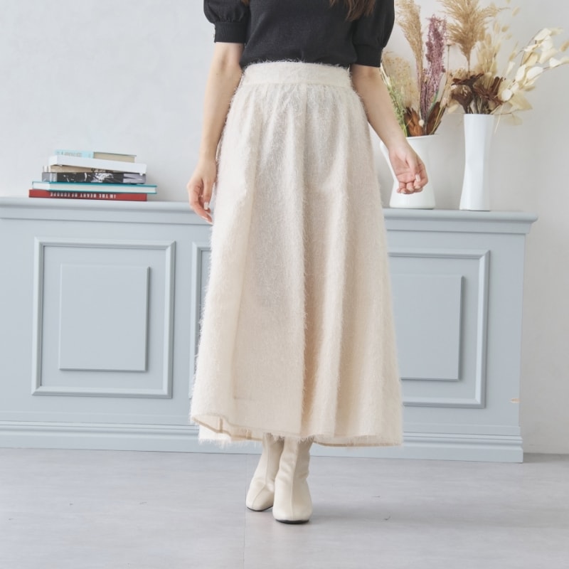 MISCH MASCH♡配色ラインウエストリボンフレアスカート MISCH MASCH スカート 2025春夏新作 細リボンベルトフレア