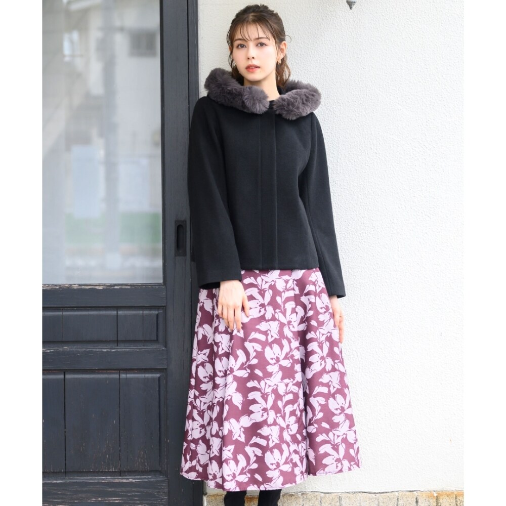 大人綺麗に魅せる。万能アウター。フードファー付きショート 大人綺麗に魅せる。万能アウター。フードファー付きショート
