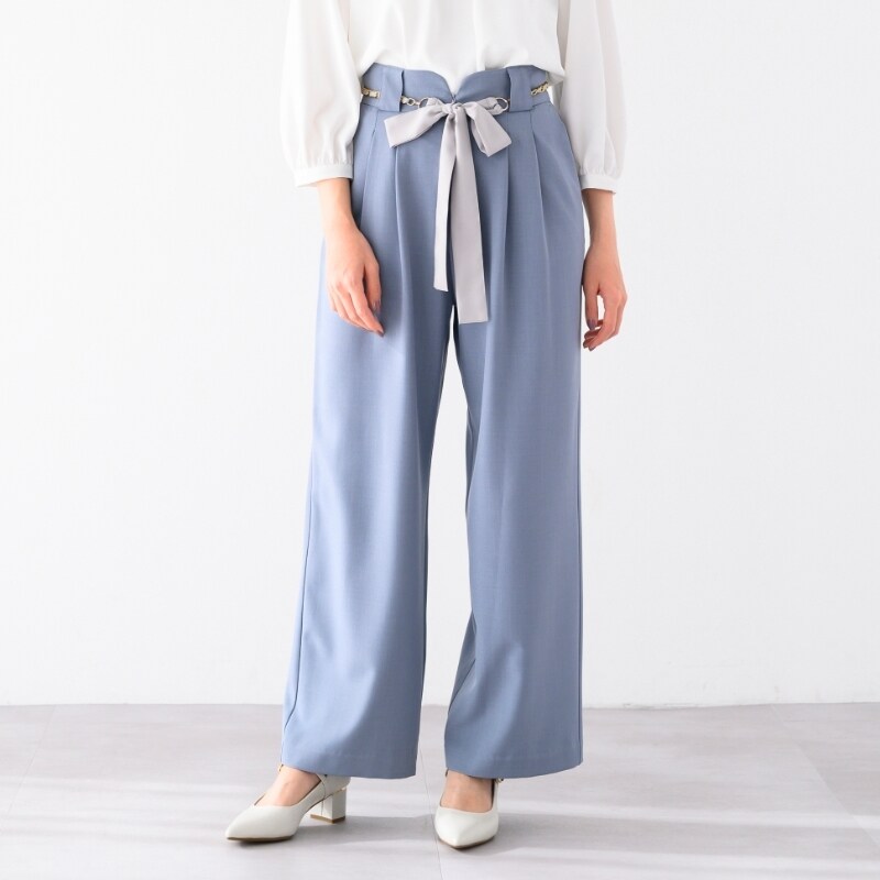 チェーンリボンベルト付きワイドパンツ | ミッシュマッシュ(MISCH