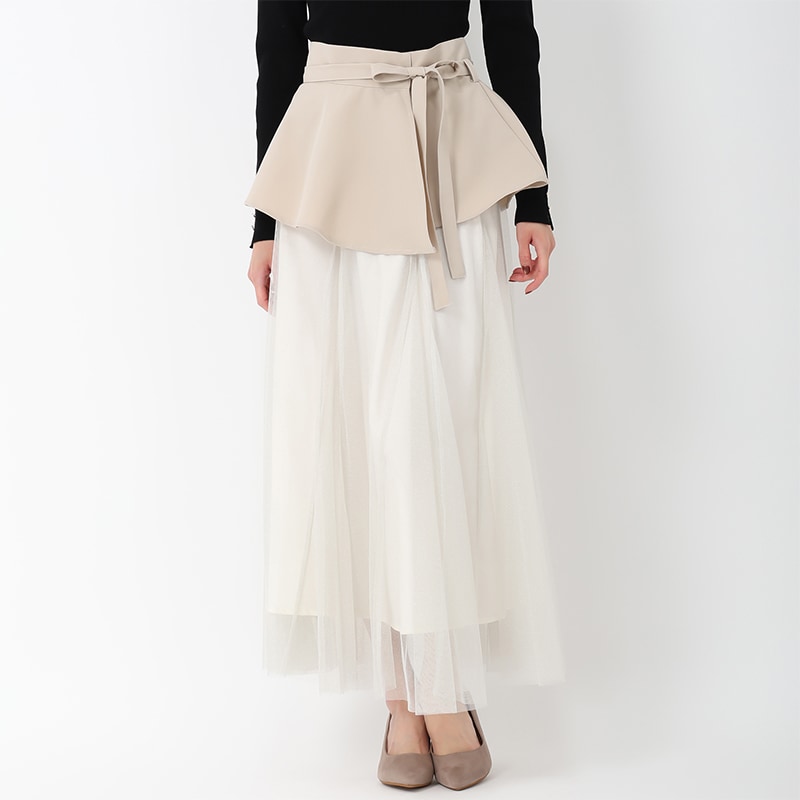 25春夏新作 カバーベルト付きチュールスカート