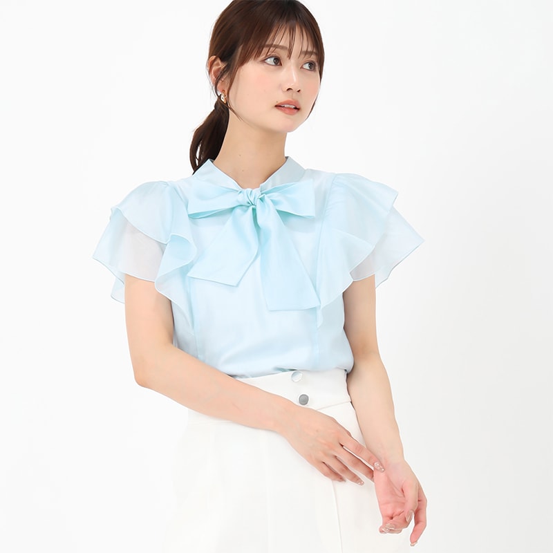 ミッシュマッシュ MISCH MASCH 2025春夏新作 金ホックダブルフレア袖ブラウス （WHITE） ミッシュマッシュ MISCH MASCH 2025春夏新作 金ホックダブル