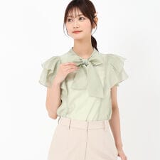 2025春夏新作 シアーフリルボウタイブラウス