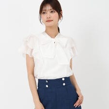 2025春夏新作 シアーフリルボウタイブラウス