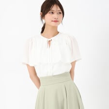 2025春夏新作 ケープボウタイブラウス