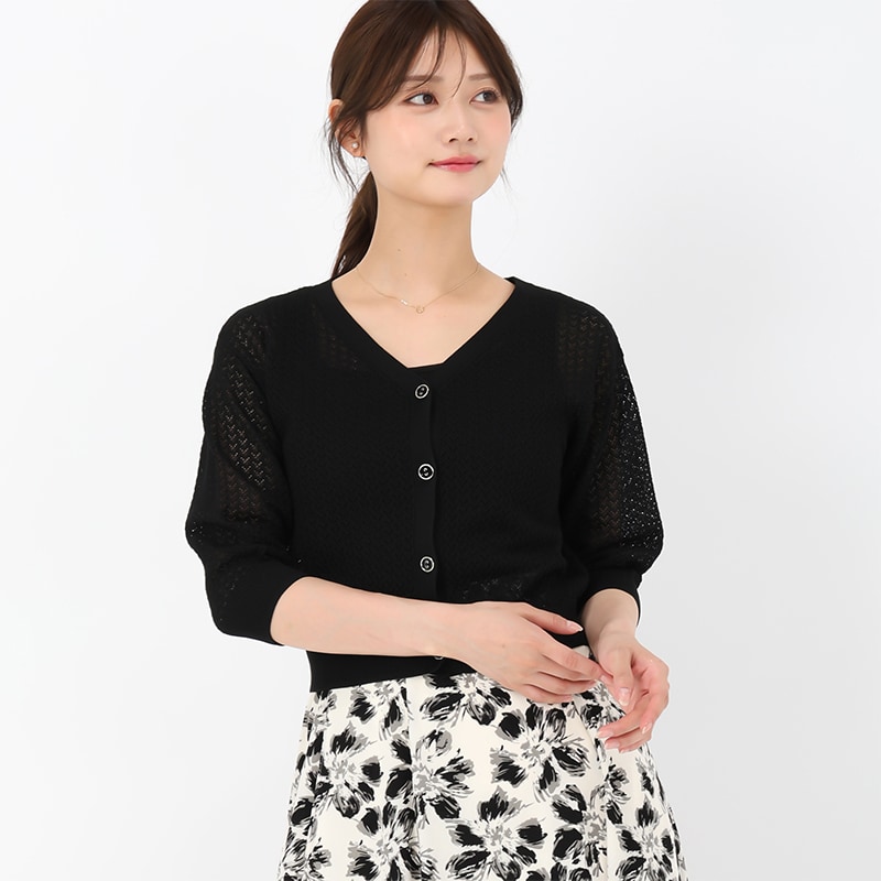 ミッシュマッシュ MISCH MASCH 2025春夏新作 ラメシアーVネックカーディガン （BLACK） ミッシュマッシュ MISCH MASCH 2025春夏新作 ラメシアーVネック