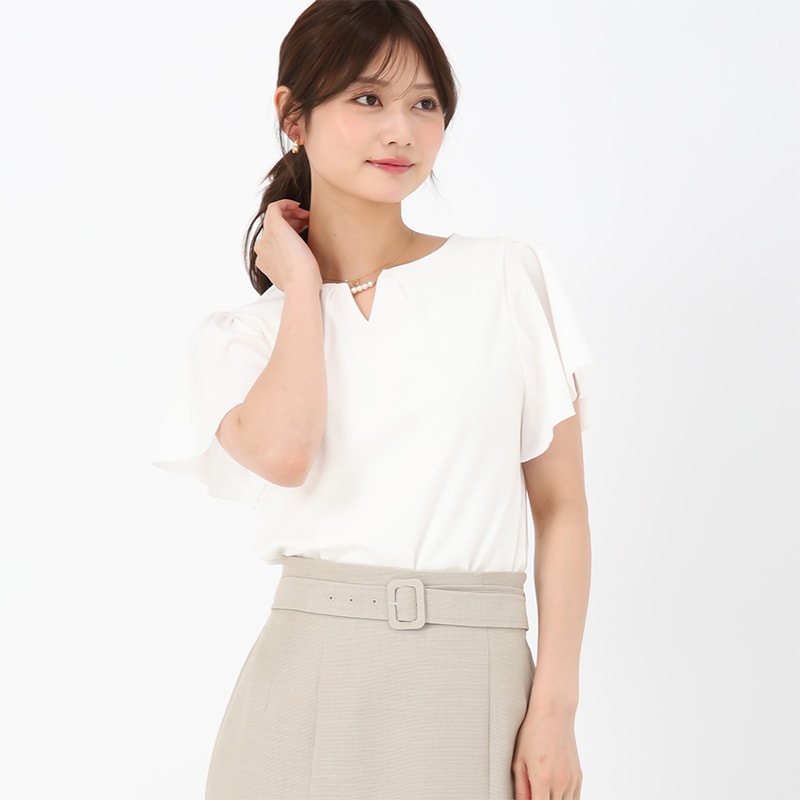 ミッシュマッシュ MISCH MASCH 2025春夏新作 金ホックダブルフレア袖ブラウス （WHITE） ミッシュマッシュ MISCH MASCH 2025春夏新作 金ホックダブル