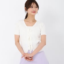 2025春夏新作 2wayリボン半袖リブニット