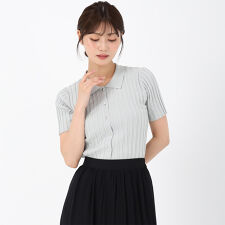 2025春夏新作 ポロ衿半袖リブニット