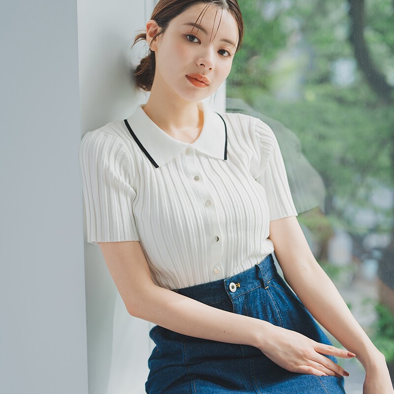 2025春夏新作 ポロ衿半袖リブニット | ミッシュマッシュ(MISCH MASCH