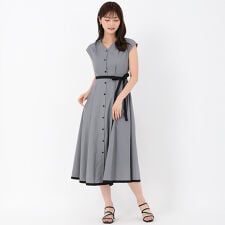 2025秋冬新作 配色フレンチスリーブワンピース