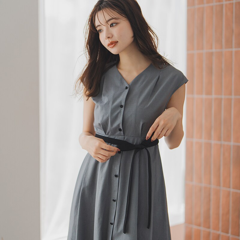 2025秋冬新作 配色フレンチスリーブワンピース | ミッシュマッシュ