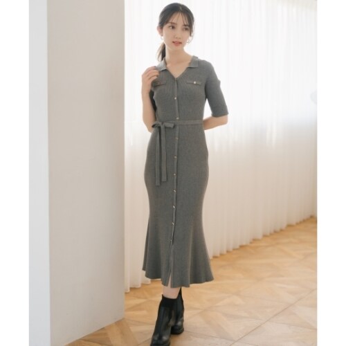 2025秋冬新作 ポロ衿ニットワンピース | ミッシュマッシュ(MISCH MASCH