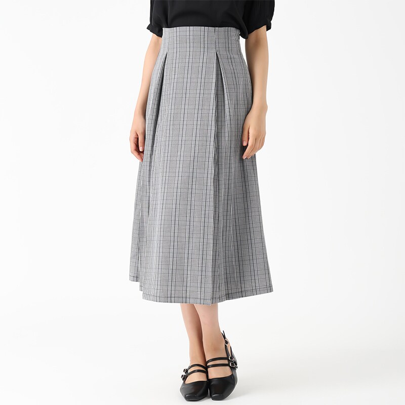 MISCHMASCH　 ネイビー系チェック フレアスカート S エニィスィス チイサイサイズ ANY SIS S 【洗える】ベルトポイント