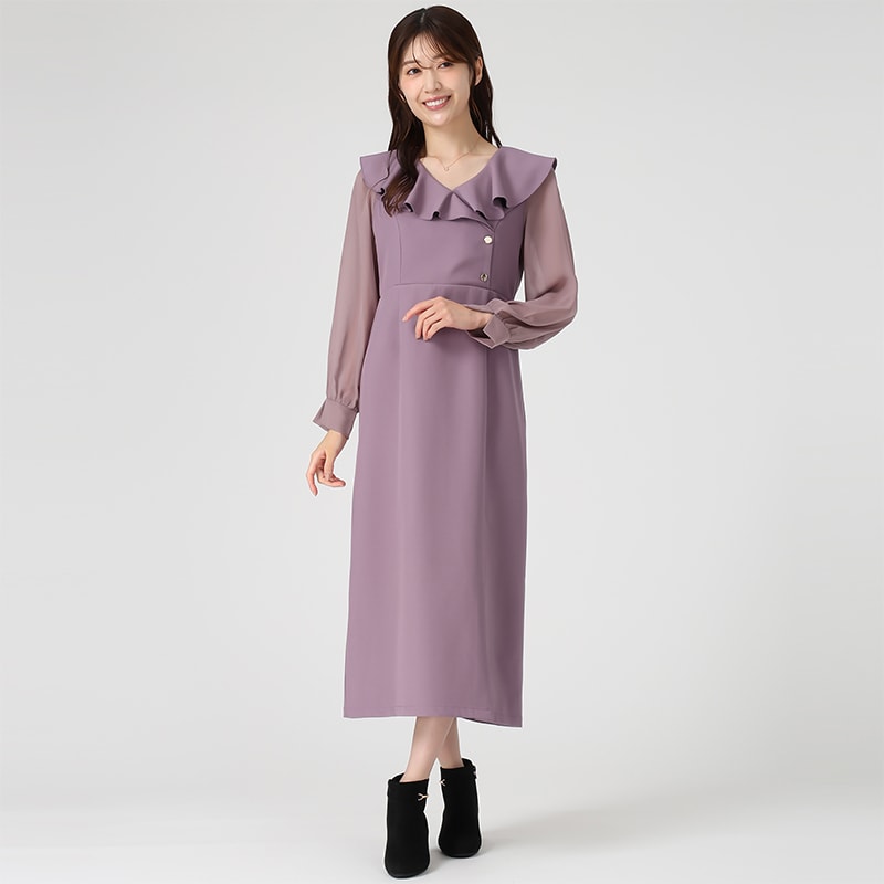 2025秋冬新作 袖リボンパフスリーブシャツワンピース | ミッシュ