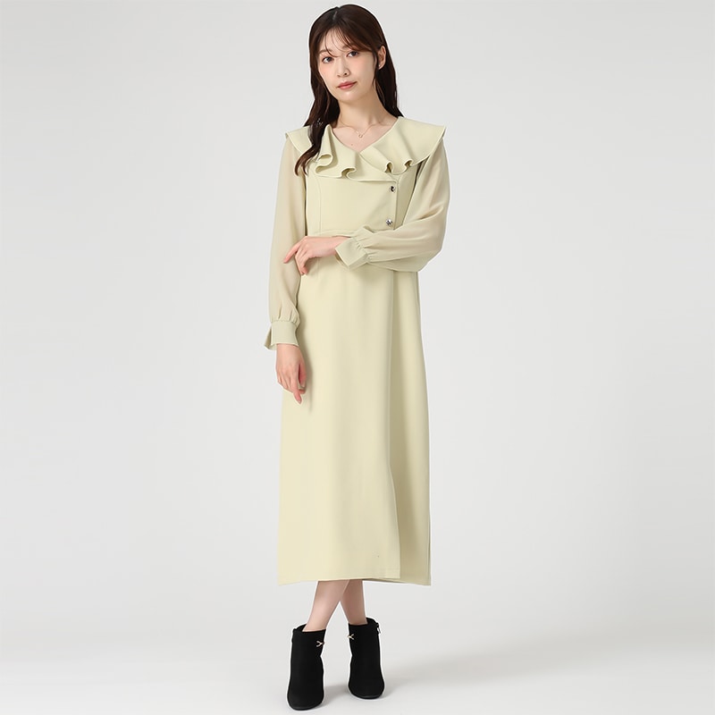 2025秋冬新作 袖リボンパフスリーブシャツワンピース | ミッシュ