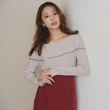 さりげない配色ラインで上品に魅せる、2WAYニット 2025秋冬新作 2way配色アシメケープニット