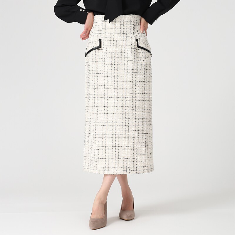 2025秋冬新作 ツイードチェックタイトスカート | ミッシュマッシュ