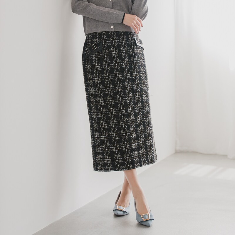 2025秋冬新作 ツイードチェックタイトスカート | ミッシュマッシュ
