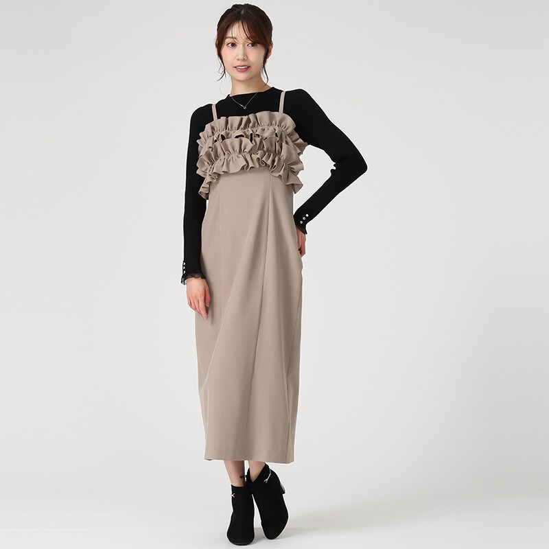 2025秋冬新作 ダブルフリルキャミワンピース | ミッシュマッシュ(MISCH