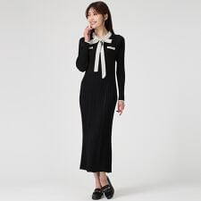 ミッシュマッシュ(MISCH MASCH)の2025秋冬新作 配色ポロ衿ワイドリブニットワンピース