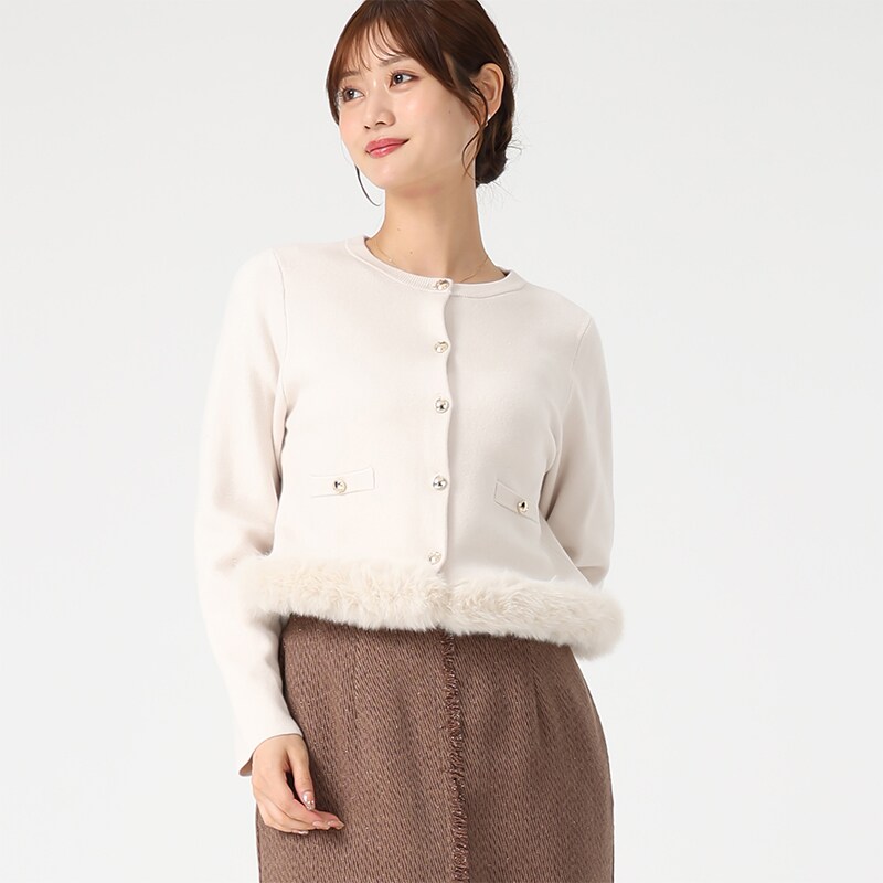 2025秋冬新作 裾ファーニットカーディガン | ミッシュマッシュ(MISCH