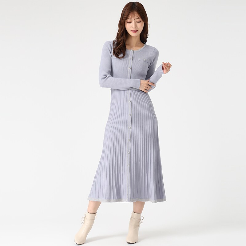 ミッシュマッシュ（MISCH MASCH）/ラメ配色で華やかに。細見えリブがスタイルUP叶える。2025秋冬新作 ラメ配色ニットワンピース ラメ配色で華やかに。細見えリブがスタイルUP叶える。2025秋冬新作