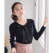 2025秋冬新作 ラメ配色ボウタイニット