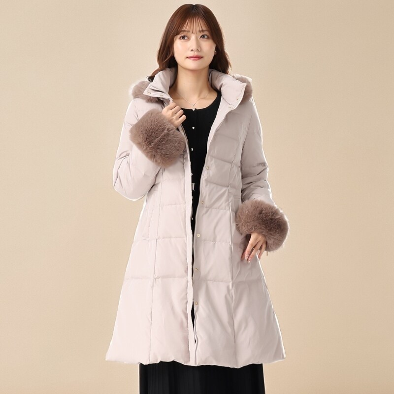 2025秋冬新作 スタンドネックフードロングダウン | ミッシュマッシュ