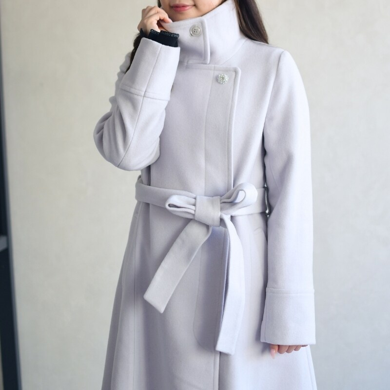 2025秋冬新作 ブローチ付きスタンドカラー3wayコート | ミッシュ