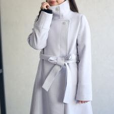 2025秋冬新作 ブローチ付きスタンドカラー3wayコート