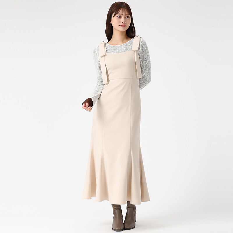 2025秋冬新作 ショルダーフリルIラインワンピース | ミッシュマッシュ