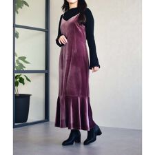 2025秋冬新作 Vネックベロアキャミワンピース