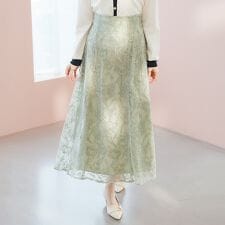 2026春夏新作 クロスステッチ刺繍フラワースカート