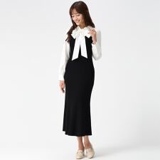 2026春夏新作 タイ付きシャツドッキングニットワンピース