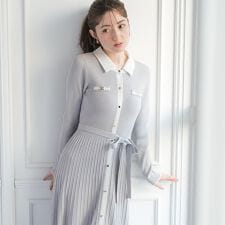 2026春夏新作 襟付きバイカラーニットワンピース | ミッシュマッシュ 