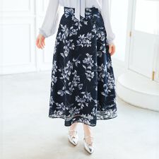 2026春夏新作 花柄メッシュボーダースカート