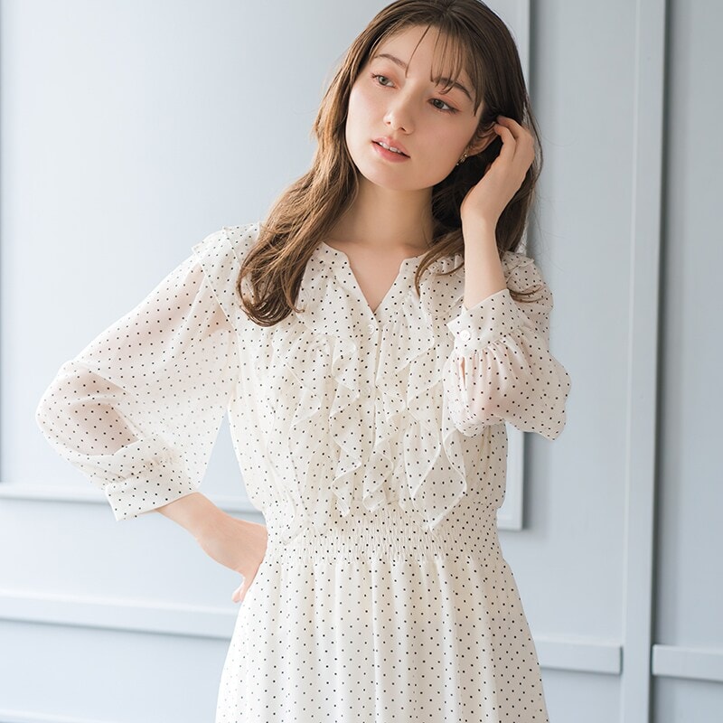 2026春夏新作 フリルカラーシアーワンピース | ミッシュマッシュ(MISCH