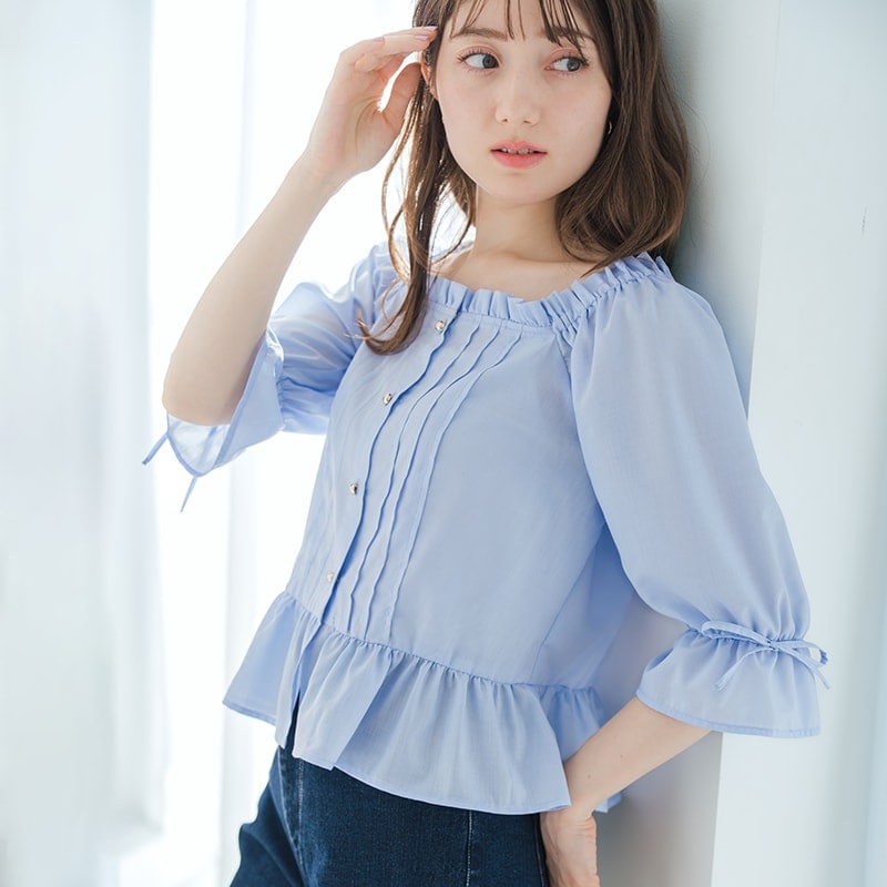【極美品】MUVEIL フリルネック ペプラムブラウス 白 38 ZOZOTOWN限定】Vネックペプラムフリルブラウス【宅配便】 | Fit more