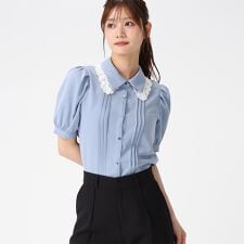 2026春夏新作 襟レースピンタックブラウス