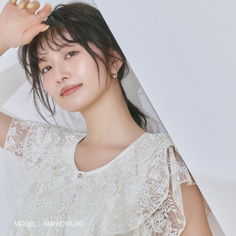 2026春夏新作 シアーレースラッフルフリルブラウス | ミッシュマッシュ