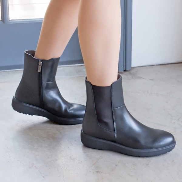 本革】〔撥水〕アーモンドトゥベーシックロングブーツ | アルファ