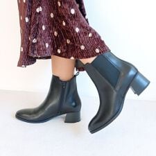 【本革】チャンキーヒールサイドゴアブーツ/8700