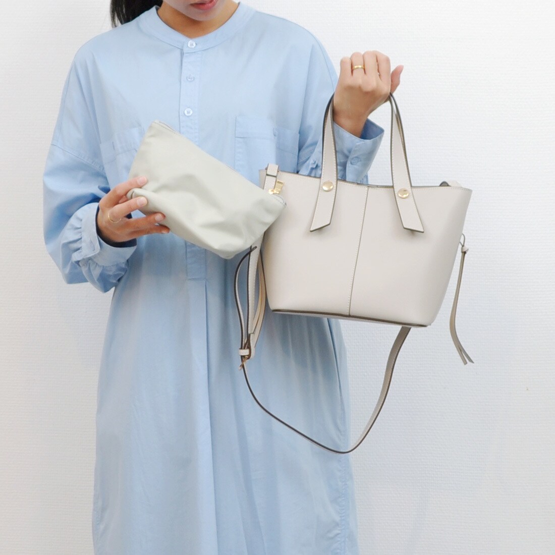 カシュカシュ cachecache / スタッズポイント両面合皮2wayトートバッグ