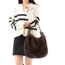 カシュカシュ cachecache / リボンワンハンドルエコファービッグバッグ