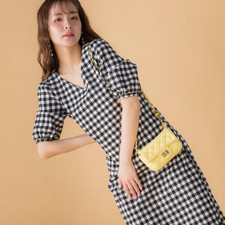 ギンガムチェックペンシルワンピース 洗濯機で洗える ビッキー Vicky 2301 ファッション通販 マルイウェブチャネル