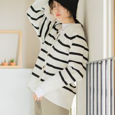 【ビッキー定番/新色でボーダー登場！】ニットカーディガン《手洗い可能》