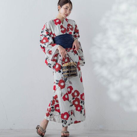 10%オフ！新品浴衣 kiku botan 浴衣】トールサイズ ・生成り地 藍色の菊