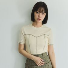 カットリブハイショクステッチTシャツ≪手洗い可能≫